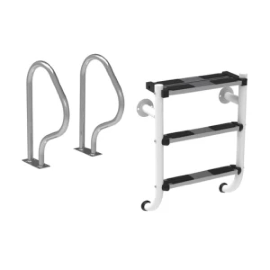 Escalera partida tecnología Plascoat - Kit 2+1 peldaños y pasamanos 470 x 800