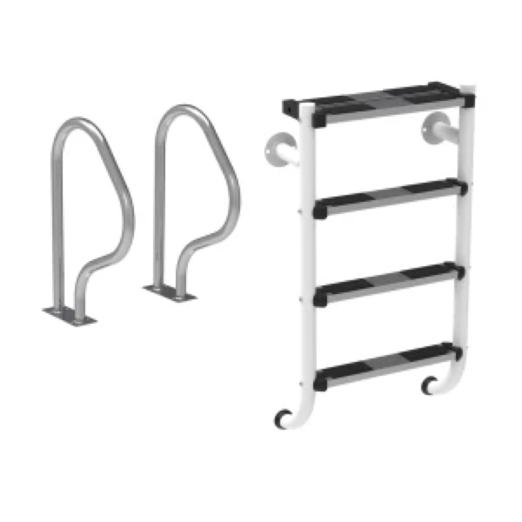 Escalera partida tecnología Plascoat - Kit 3+1 peldaños y pasamanos 470 x 800