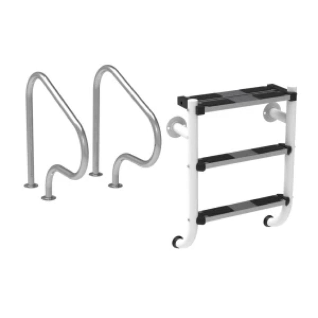 Escalera partida tecnología Plascoat - Kit 2+1 peldaños y pasamanos 800 x 800