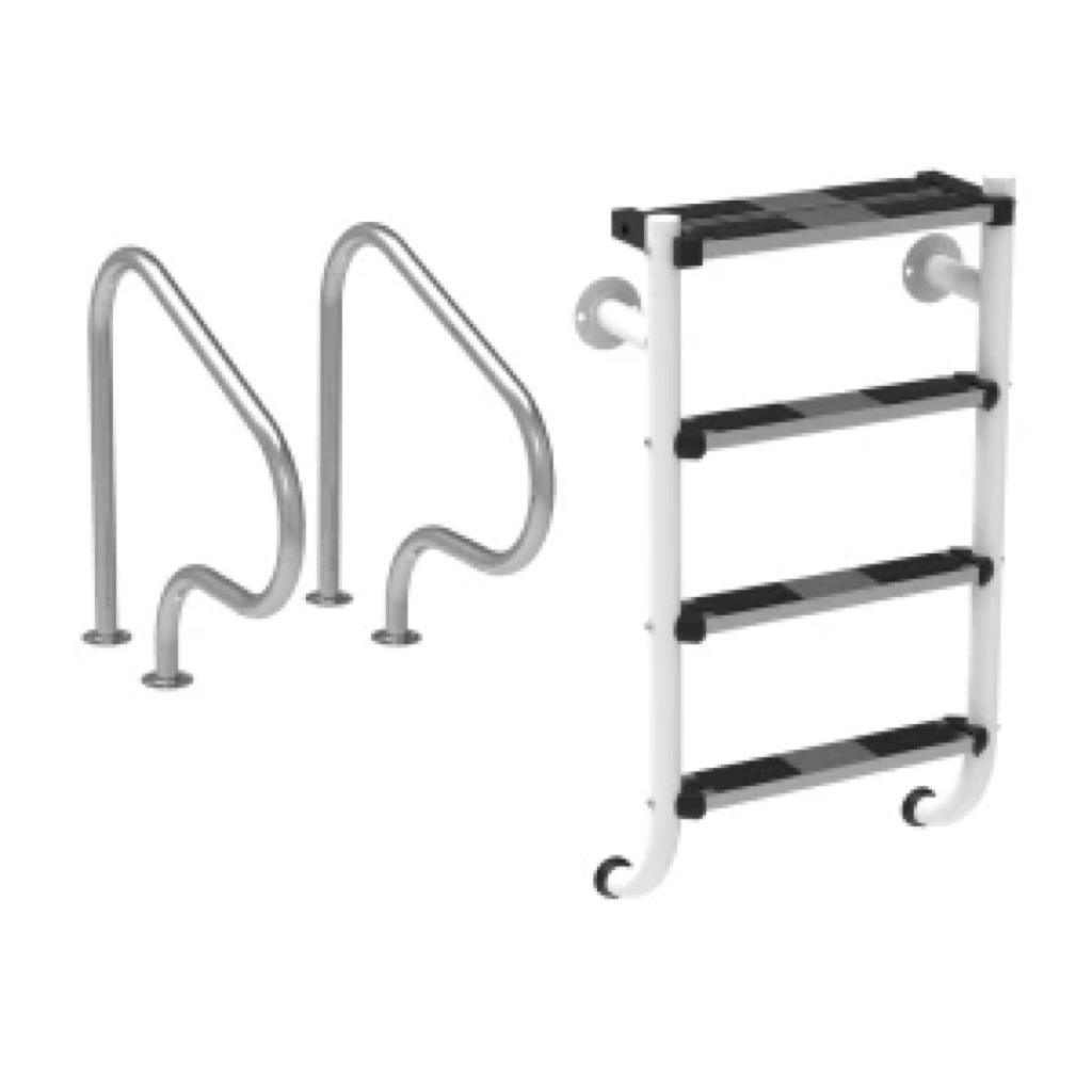 Escalera partida tecnología Plascoat - Kit 3+1 peldaños y pasamanos 800 x 800